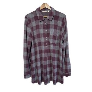 Soft Surroundings Purple and Gray Plaid Lagenlook Mad About the Tunic XL